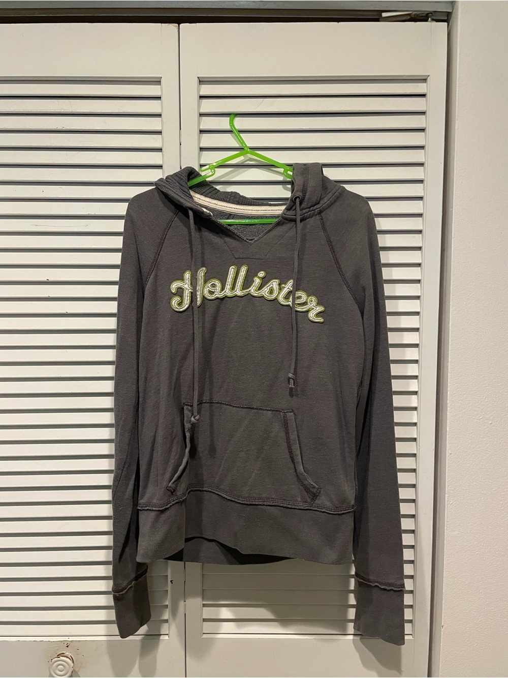 Hollister Charcoal Pullover Hoodie with Script Logo
